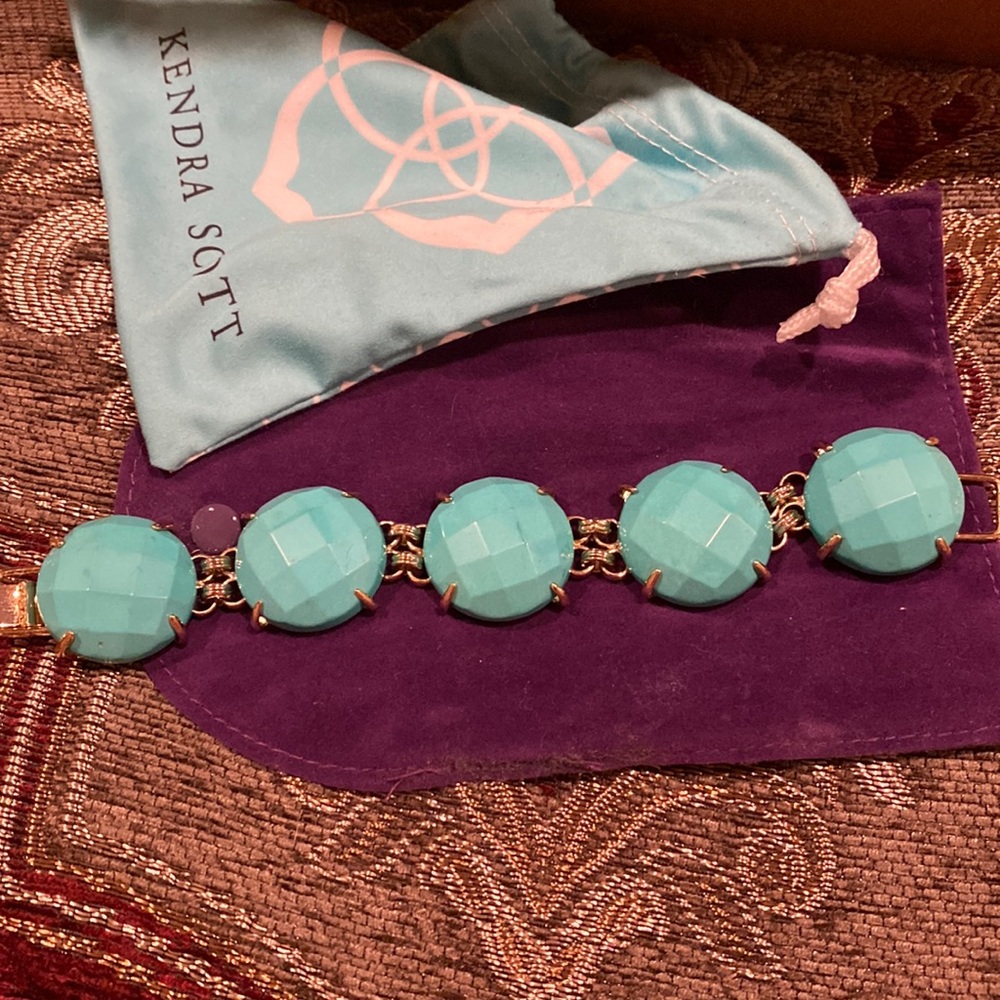 Kendra Scott teal with gold trim retired bracelet